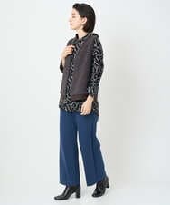 PHKAD22290 GEORGES RECH(小さいサイズ)(メゾン ドゥ サンク)  [日本製]ダブルフェイスミニフード9分袖ロゴカットソー ネイビー