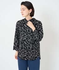 PHKAD22290 GEORGES RECH(小さいサイズ)(メゾン ドゥ サンク)  [日本製]ダブルフェイスミニフード9分袖ロゴカットソー ネイビー