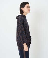 PHKAD22290 GEORGES RECH(小さいサイズ)(メゾン ドゥ サンク)  [日本製]ダブルフェイスミニフード9分袖ロゴカットソー ネイビー