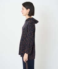 PHKAD22290 GEORGES RECH(小さいサイズ)(メゾン ドゥ サンク)  [日本製]ダブルフェイスミニフード9分袖ロゴカットソー ネイビー