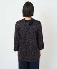 PHKAD22290 GEORGES RECH(小さいサイズ)(メゾン ドゥ サンク)  [日本製]ダブルフェイスミニフード9分袖ロゴカットソー ネイビー