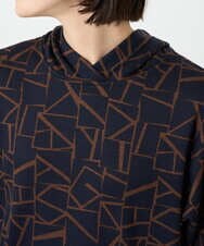 PHKAD22290 GEORGES RECH(小さいサイズ)(メゾン ドゥ サンク)  [日本製]ダブルフェイスミニフード9分袖ロゴカットソー ネイビー