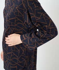 PHKAD22290 GEORGES RECH(小さいサイズ)(メゾン ドゥ サンク)  [日本製]ダブルフェイスミニフード9分袖ロゴカットソー ネイビー