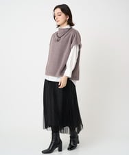 PHKCD60180 GEORGES RECH(小さいサイズ)(メゾン ドゥ サンク)  [日本製]ボトルネックフレンチスリーブテディベスト ライトブルー