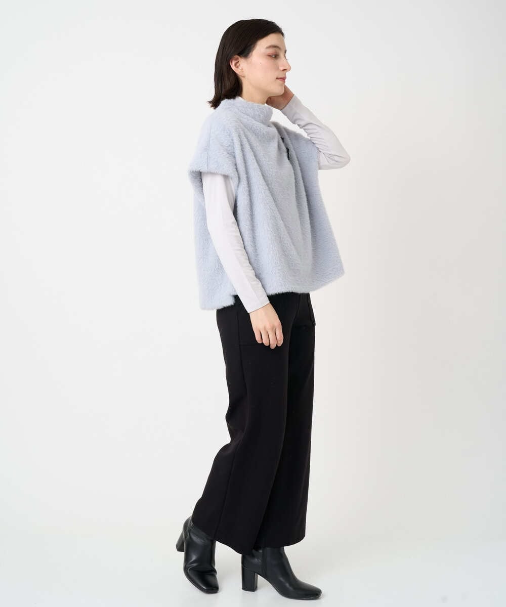 PHKCD60180 GEORGES RECH(小さいサイズ)(メゾン ドゥ サンク)  [日本製]ボトルネックフレンチスリーブテディベスト ライトブルー
