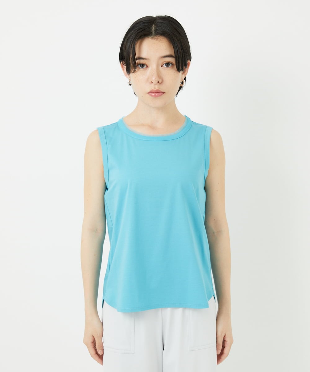 PHKGA38130 GEORGES RECH(小さいサイズ)(メゾン ドゥ サンク) チュールシルケットタンクトップ ブルーグリーン