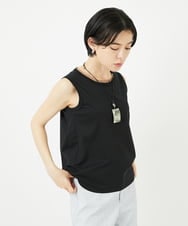 PHKGA38130 GEORGES RECH(小さいサイズ)(メゾン ドゥ サンク) チュールシルケットタンクトップ ブラック