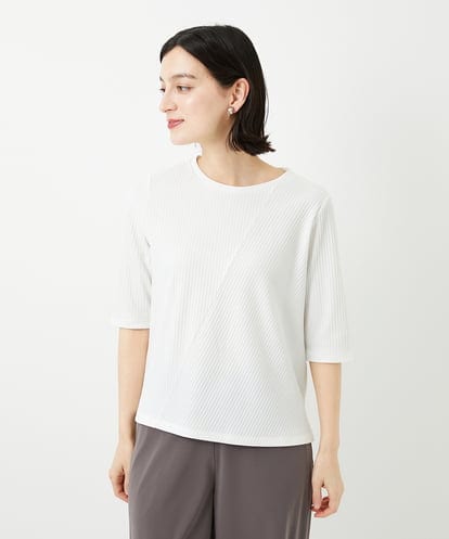 PHKGD17150 GEORGES RECH(小さいサイズ) [日本製]バイヤスストレッチリブ5分袖カットソー