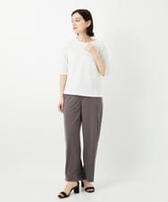 PHKGD17150 GEORGES RECH(小さいサイズ)(メゾン ドゥ サンク)  [日本製]バイヤスストレッチリブ5分袖カットソー ライトグレー