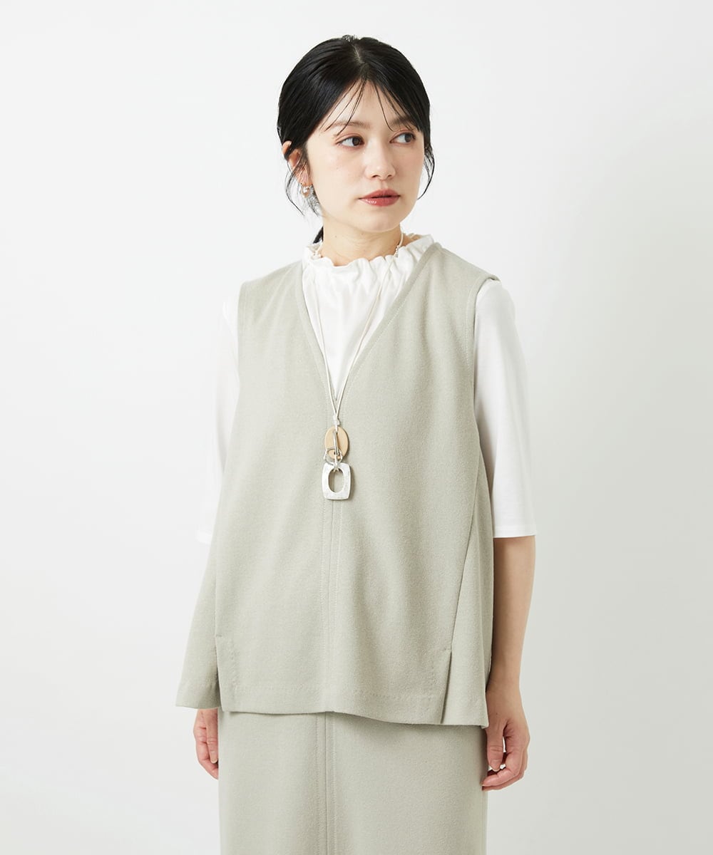 PHKGD34210 GEORGES RECH(小さいサイズ)(メゾン ドゥ サンク)  [セットアップ対応]VネックAラインベスト ベージュ