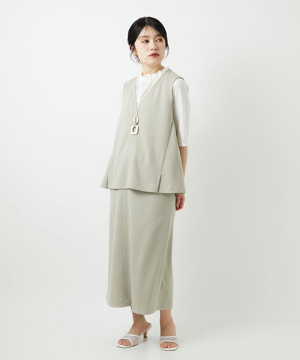 PHKGD34210 GEORGES RECH(小さいサイズ)(メゾン ドゥ サンク)  [セットアップ対応]VネックAラインベスト ベージュ