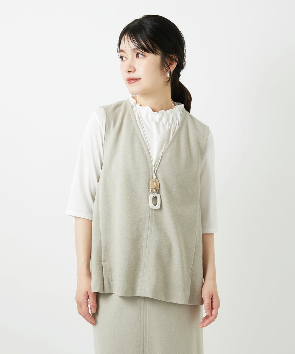 PHKGD34210 GEORGES RECH(小さいサイズ)(メゾン ドゥ サンク)  [セットアップ対応]VネックAラインベスト ベージュ