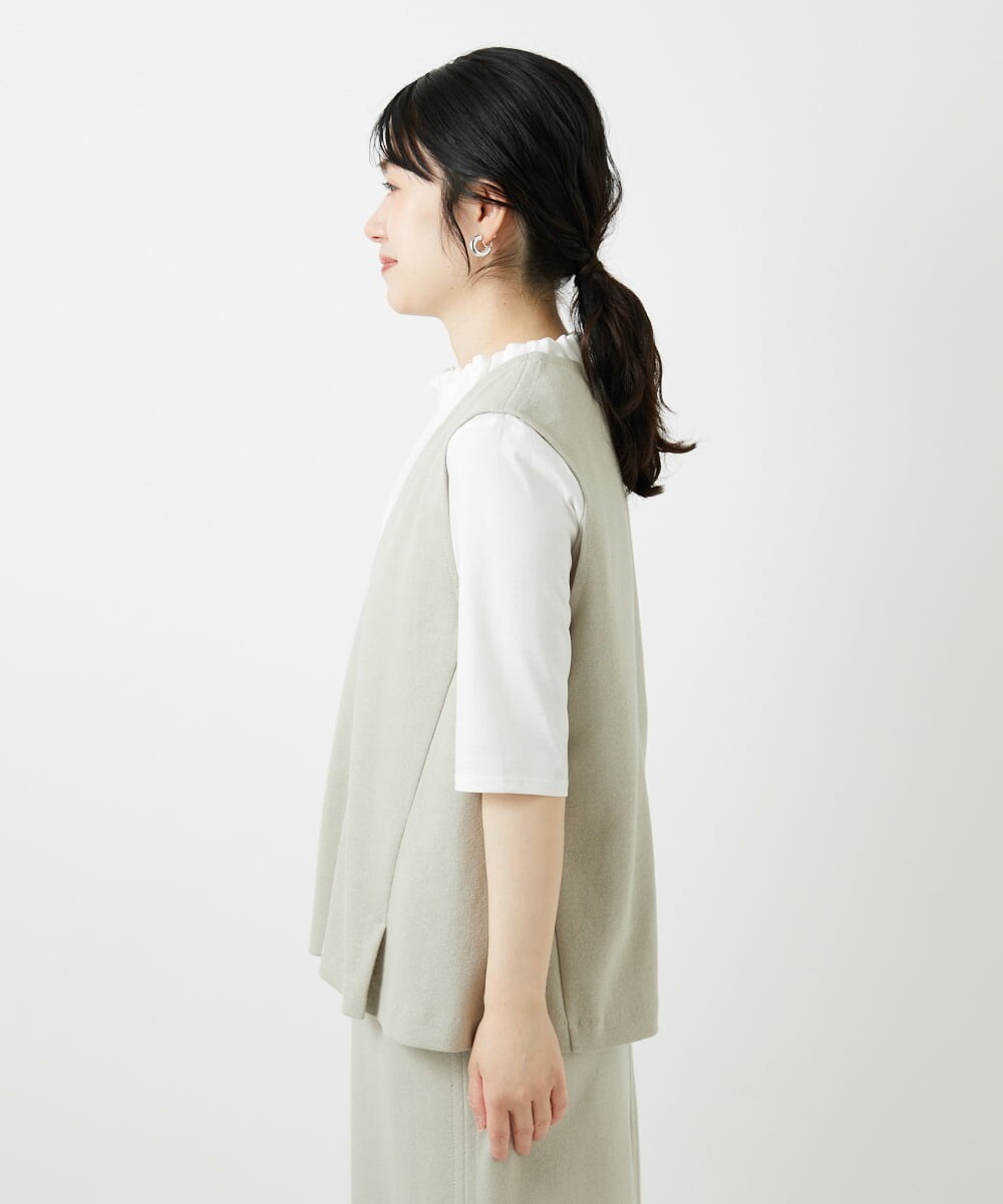 PHKGD34210 GEORGES RECH(小さいサイズ)(メゾン ドゥ サンク)  [セットアップ対応]VネックAラインベスト ベージュ