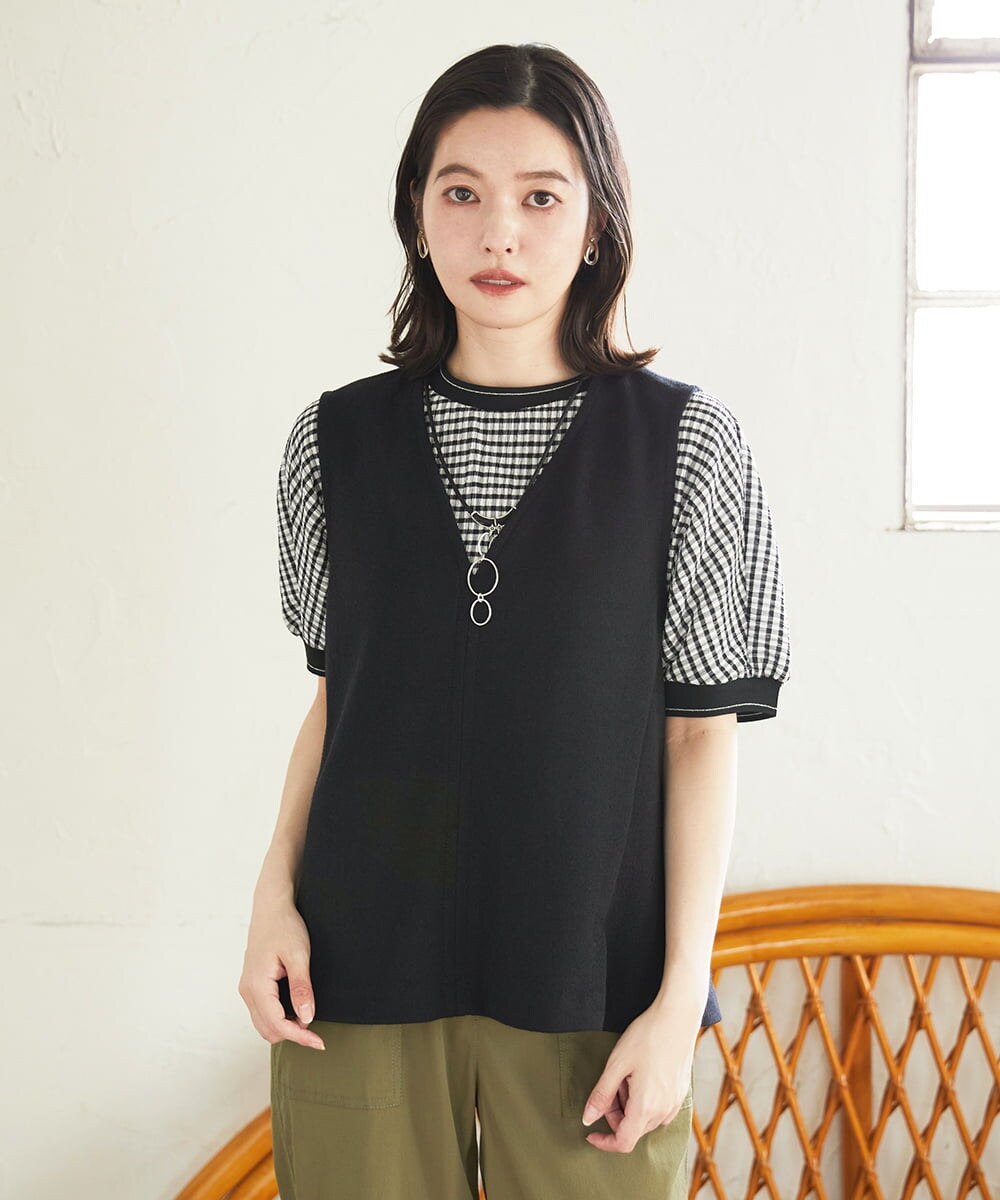 PHKGD34210 GEORGES RECH(小さいサイズ)(メゾン ドゥ サンク)  [セットアップ対応]VネックAラインベスト ベージュ