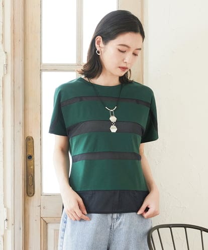 PHKGD38180 GEORGES RECH(小さいサイズ) [接触冷感]ドライコットンシアーボーダーカットソー