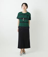 PHKGD38180 GEORGES RECH(小さいサイズ)(メゾン ドゥ サンク) [接触冷感]ドライコットンシアーボーダーカットソー ホワイト
