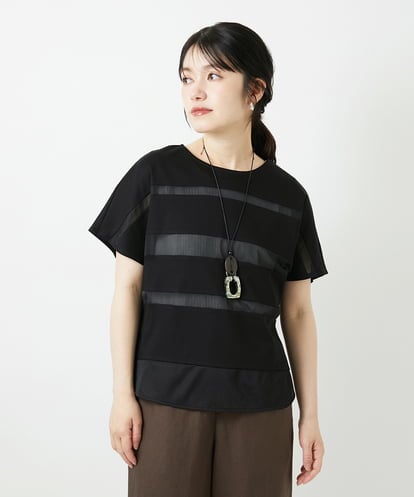 PHKGD38180 GEORGES RECH(小さいサイズ) [接触冷感]ドライコットンシアーボーダーカットソー