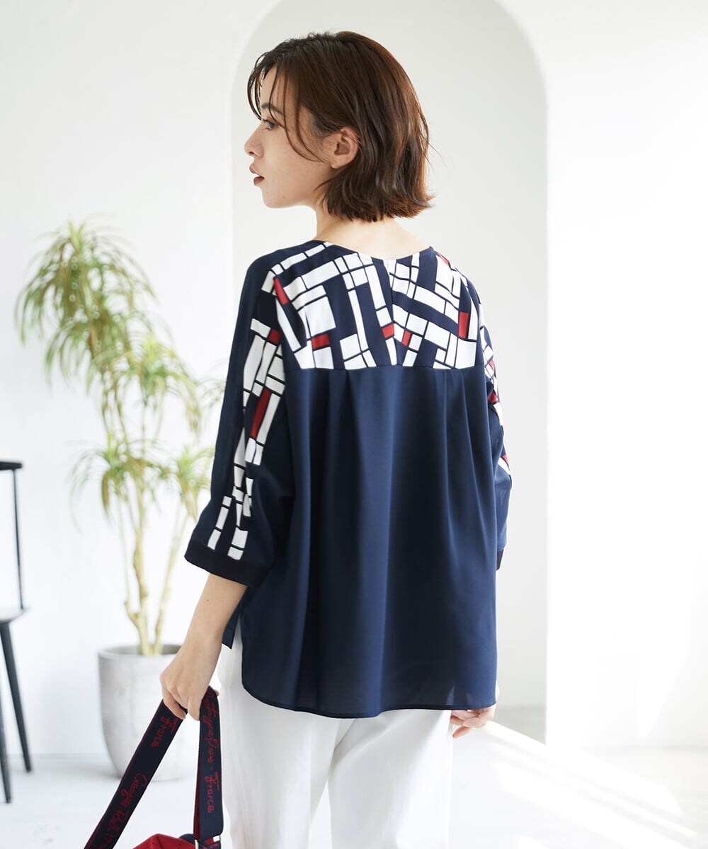 PHKGE42360 GEORGES RECH(小さいサイズ)(メゾン ドゥ サンク) トリコロールドルマンスリーブカットソー レッド系