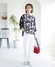 PHKGE42360 GEORGES RECH(小さいサイズ)(メゾン ドゥ サンク) トリコロールドルマンスリーブカットソー レッド系