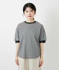 PHKGF28170 GEORGES RECH(小さいサイズ)(メゾン ドゥ サンク) ギンガムチェックジャージーカットソー ブラック