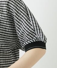 PHKGF28170 GEORGES RECH(小さいサイズ)(メゾン ドゥ サンク) ギンガムチェックジャージーカットソー ブラック