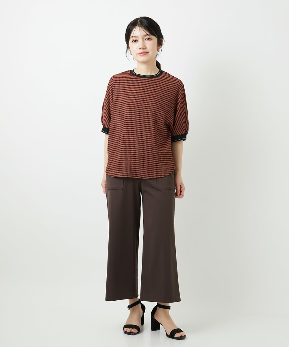 PHKGF28170 GEORGES RECH(小さいサイズ)(メゾン ドゥ サンク) ギンガムチェックジャージーカットソー ブラック