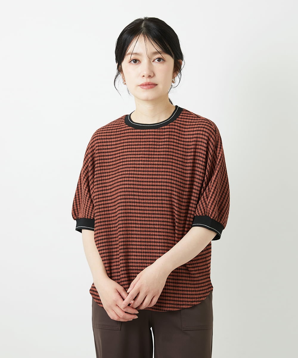 PHKGF28170 GEORGES RECH(小さいサイズ)(メゾン ドゥ サンク) ギンガムチェックジャージーカットソー ブラック