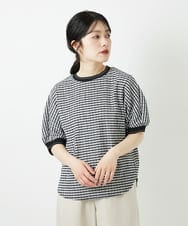 PHKGF28170 GEORGES RECH(小さいサイズ)(メゾン ドゥ サンク) ギンガムチェックジャージーカットソー ブラック