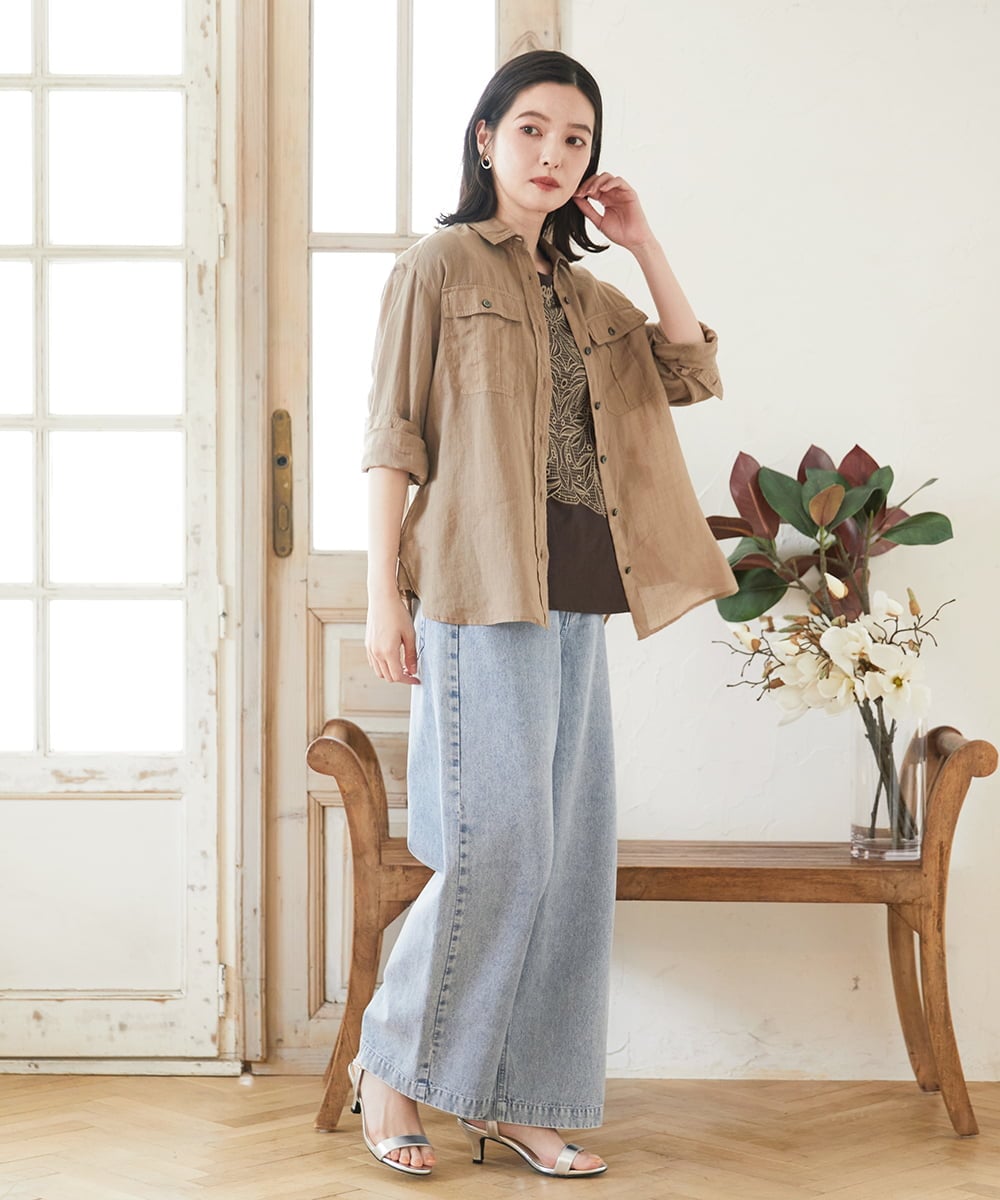 PHKGF40190 GEORGES RECH(小さいサイズ)(メゾン ドゥ サンク) レースプリントジャージーカットソー グレー