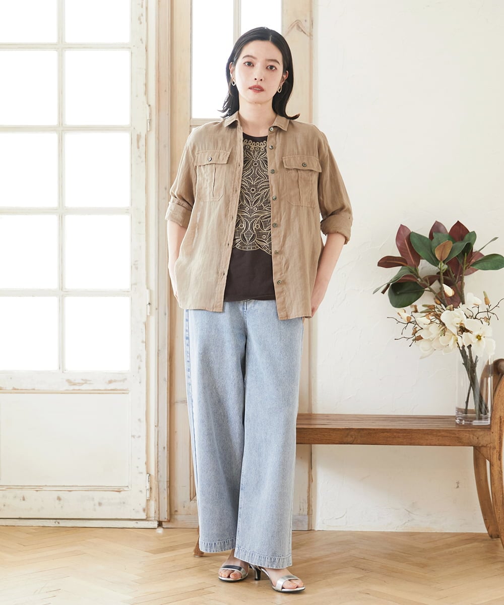 PHKGF40190 GEORGES RECH(小さいサイズ)(メゾン ドゥ サンク) レースプリントジャージーカットソー グレー