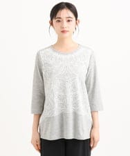 PHKGF40190 GEORGES RECH(小さいサイズ)(メゾン ドゥ サンク) レースプリントジャージーカットソー グレー