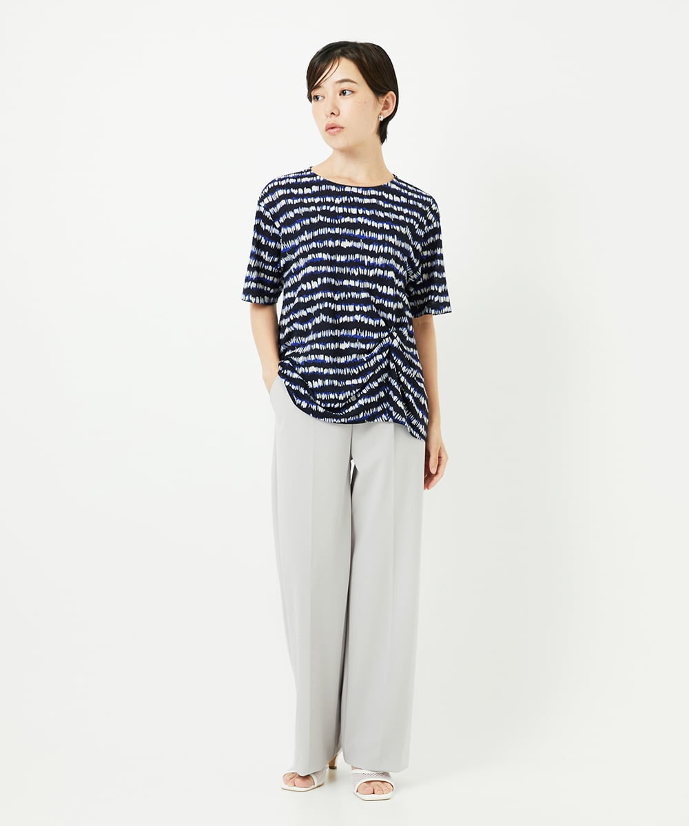 PHKJB29210 GEORGES RECH(小さいサイズ)(メゾン ドゥ サンク)  [日本製]ランダムボーダータックジャージーカットソー ネイビー系