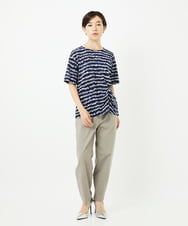 PHKJB29210 GEORGES RECH(小さいサイズ)(メゾン ドゥ サンク)  [日本製]ランダムボーダータックジャージーカットソー ネイビー系