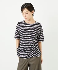 PHKJB29210 GEORGES RECH(小さいサイズ)(メゾン ドゥ サンク)  [日本製]ランダムボーダータックジャージーカットソー ネイビー系