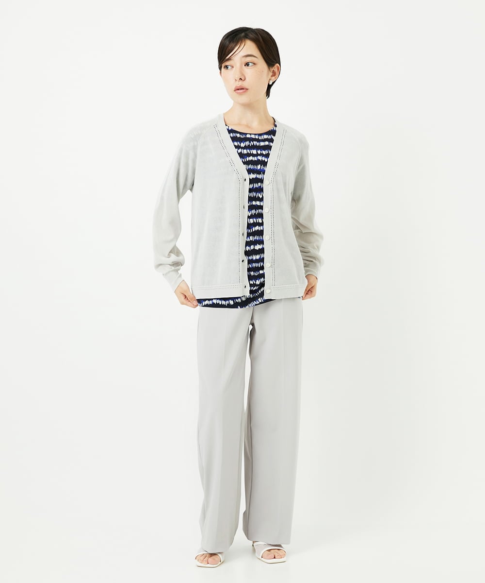 PHKJB29210 GEORGES RECH(小さいサイズ)(メゾン ドゥ サンク)  [日本製]ランダムボーダータックジャージーカットソー ネイビー系