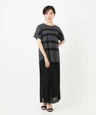 PHKJB30180 GEORGES RECH(小さいサイズ)(メゾン ドゥ サンク) [接触冷感]スーパークールチュールボーダーカットソー ホワイト