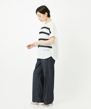 PHKJB30180 GEORGES RECH(小さいサイズ)(メゾン ドゥ サンク) [接触冷感]スーパークールチュールボーダーカットソー ホワイト