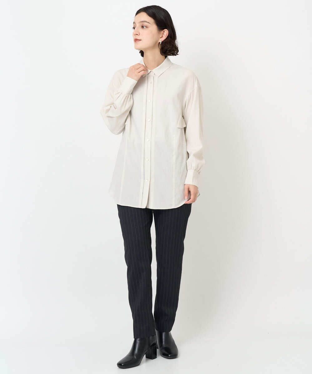 PHLAF58270 GEORGES RECH(小さいサイズ)(メゾン ドゥ サンク)  [日本製]ストライプテーパードパンツ ダークグレー