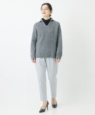 PHLCA19190 GEORGES RECH(小さいサイズ)(メゾン ドゥ サンク)  [日本製]裏起毛センタープレスストレッチテーパードパンツ ライトグレー