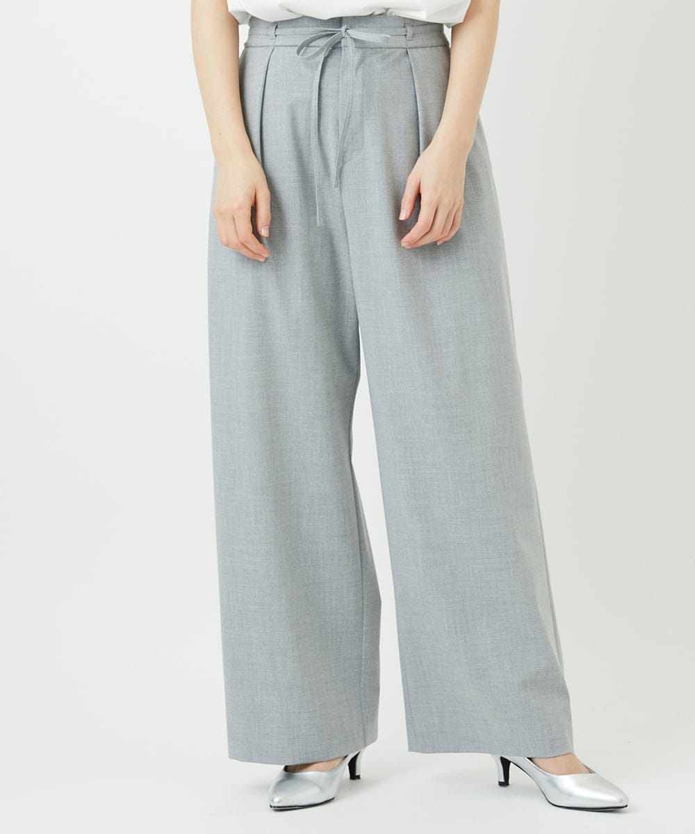 PHLEE25250 GEORGES RECH(小さいサイズ)(メゾン ドゥ サンク)  [日本製]ドロストタックワイドパンツ グレー