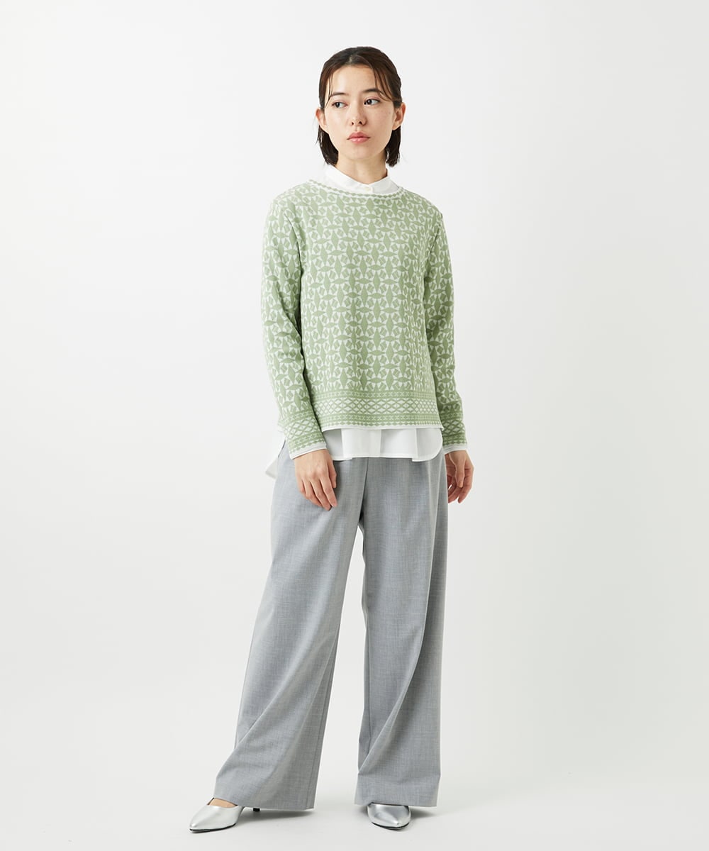 PHLEE25250 GEORGES RECH(小さいサイズ)(メゾン ドゥ サンク)  [日本製]ドロストタックワイドパンツ グレー