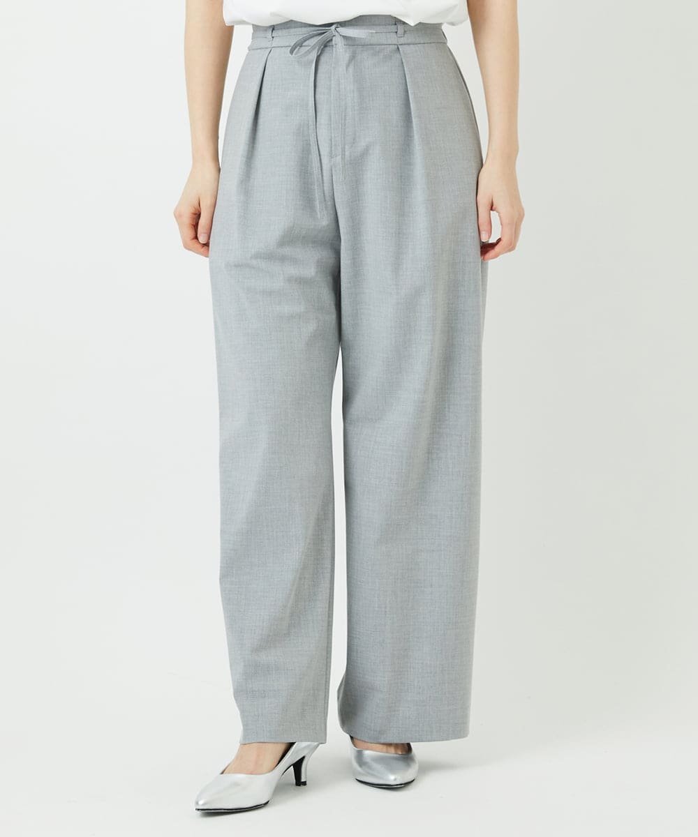 PHLEE25250 GEORGES RECH(小さいサイズ)(メゾン ドゥ サンク)  [日本製]ドロストタックワイドパンツ グレー