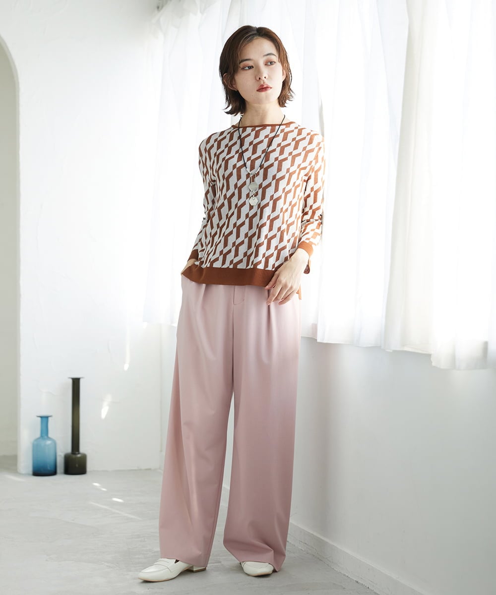 PHLEE25250 GEORGES RECH(小さいサイズ)(メゾン ドゥ サンク)  [日本製]ドロストタックワイドパンツ グレー