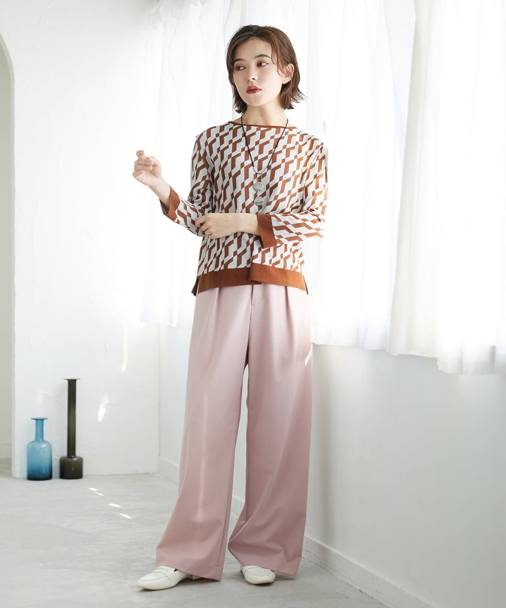 PHLEE25250 GEORGES RECH(小さいサイズ)(メゾン ドゥ サンク)  [日本製]ドロストタックワイドパンツ グレー