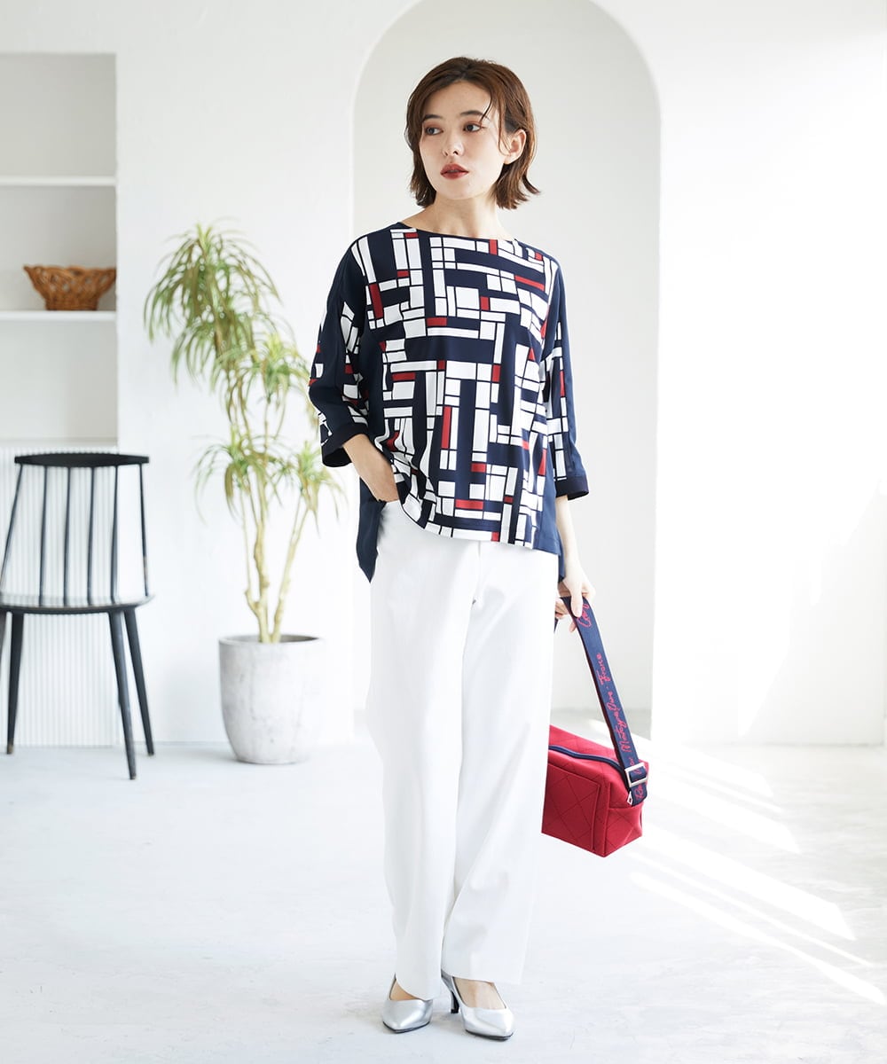 PHLGE52250 GEORGES RECH(小さいサイズ)(メゾン ドゥ サンク) シェルタリングドライオックスワイドパンツ ライトグレー