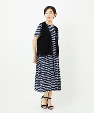 PHPJB29430 GEORGES RECH(小さいサイズ)(メゾン ドゥ サンク)  [日本製]ランダムボーダーAラインジャージーワンピース ブラック