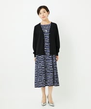 PHPJB29430 GEORGES RECH(小さいサイズ)(メゾン ドゥ サンク)  [日本製]ランダムボーダーAラインジャージーワンピース ブラック