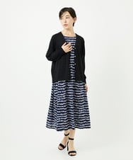 PHPJB29430 GEORGES RECH(小さいサイズ)(メゾン ドゥ サンク)  [日本製]ランダムボーダーAラインジャージーワンピース ブラック