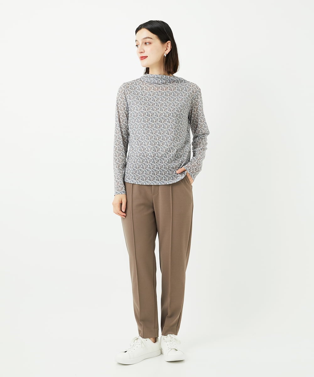 PHQAE59190 GEORGES RECH(小さいサイズ)(メゾン ドゥ サンク)  [日本製]カットジョーゼットストレッチテーパードパンツ モカベージュ
