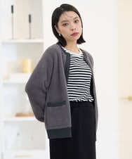 PHSAG21390 GEORGES RECH(小さいサイズ)(メゾン ドゥ サンク) ソフトウールラメシャギーカーディガン ダークグレー